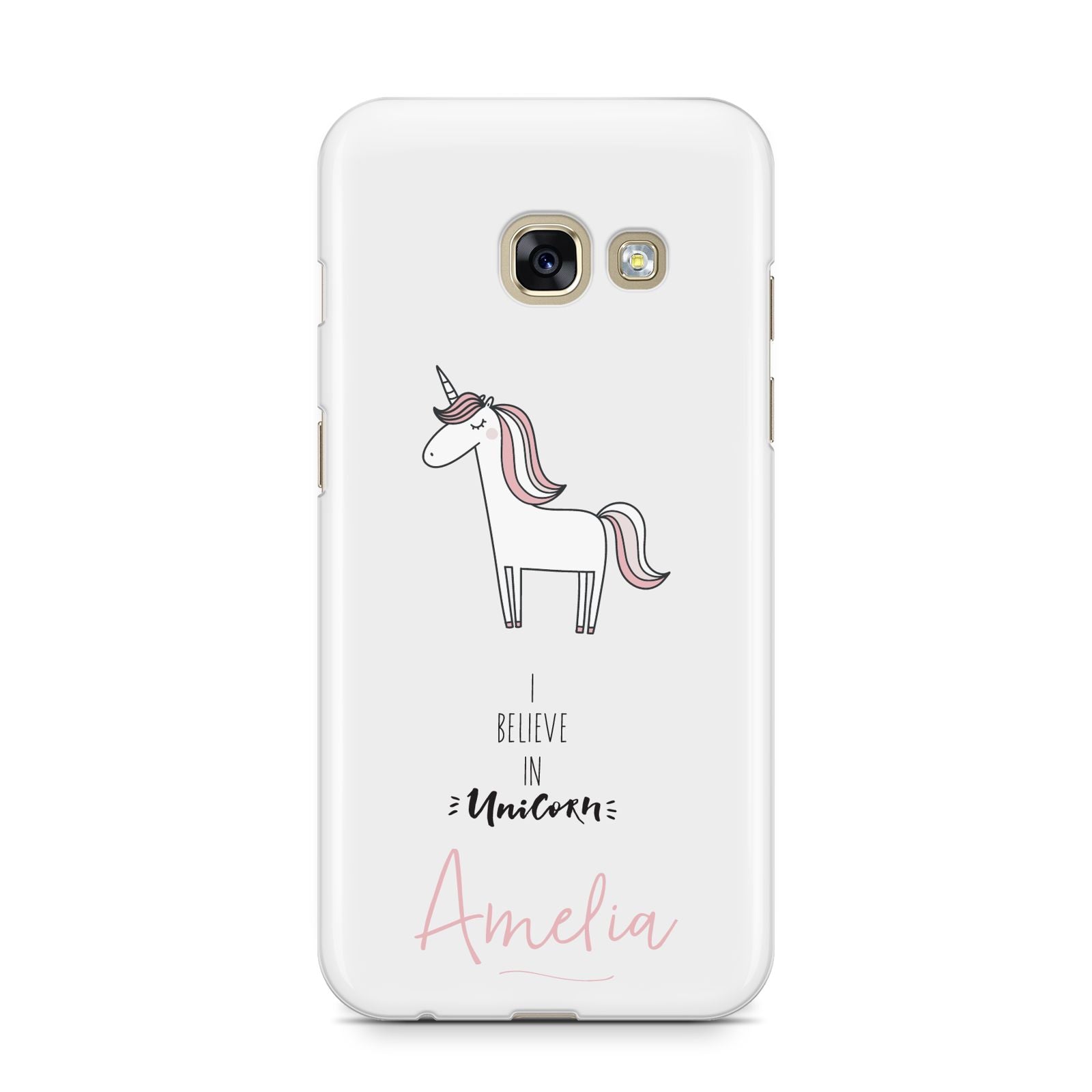 I Believe in Unicorn Samsung Galaxy A3 2017 Case on gold phone