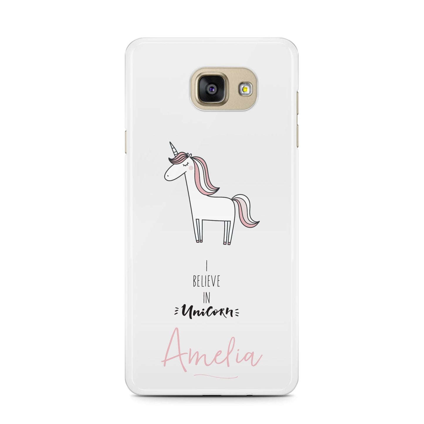 I Believe in Unicorn Samsung Galaxy A7 2016 Case on gold phone