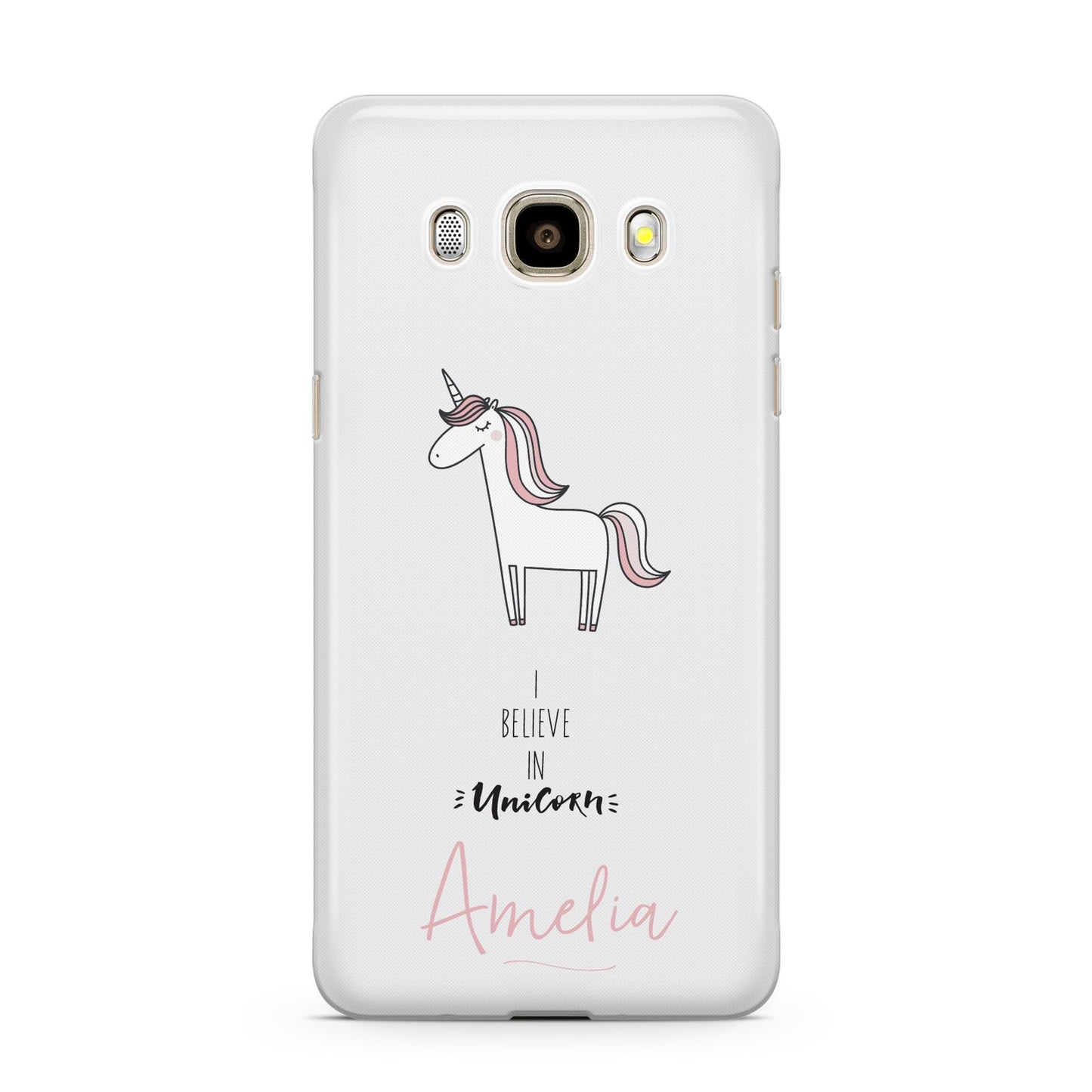 I Believe in Unicorn Samsung Galaxy J7 2016 Case on gold phone