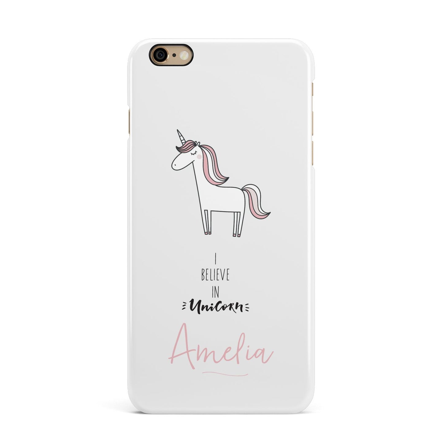 I Believe in Unicorn iPhone 6 Plus 3D Snap Case on Gold Phone