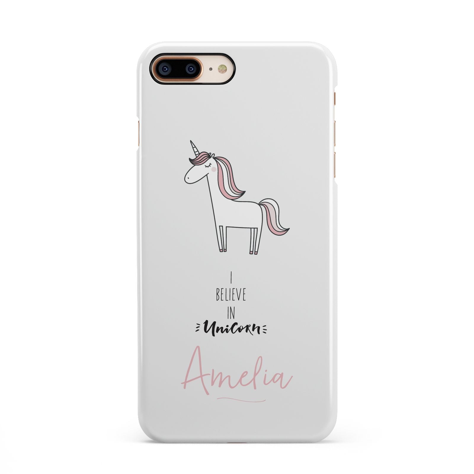 I Believe in Unicorn iPhone 8 Plus 3D Snap Case on Gold Phone