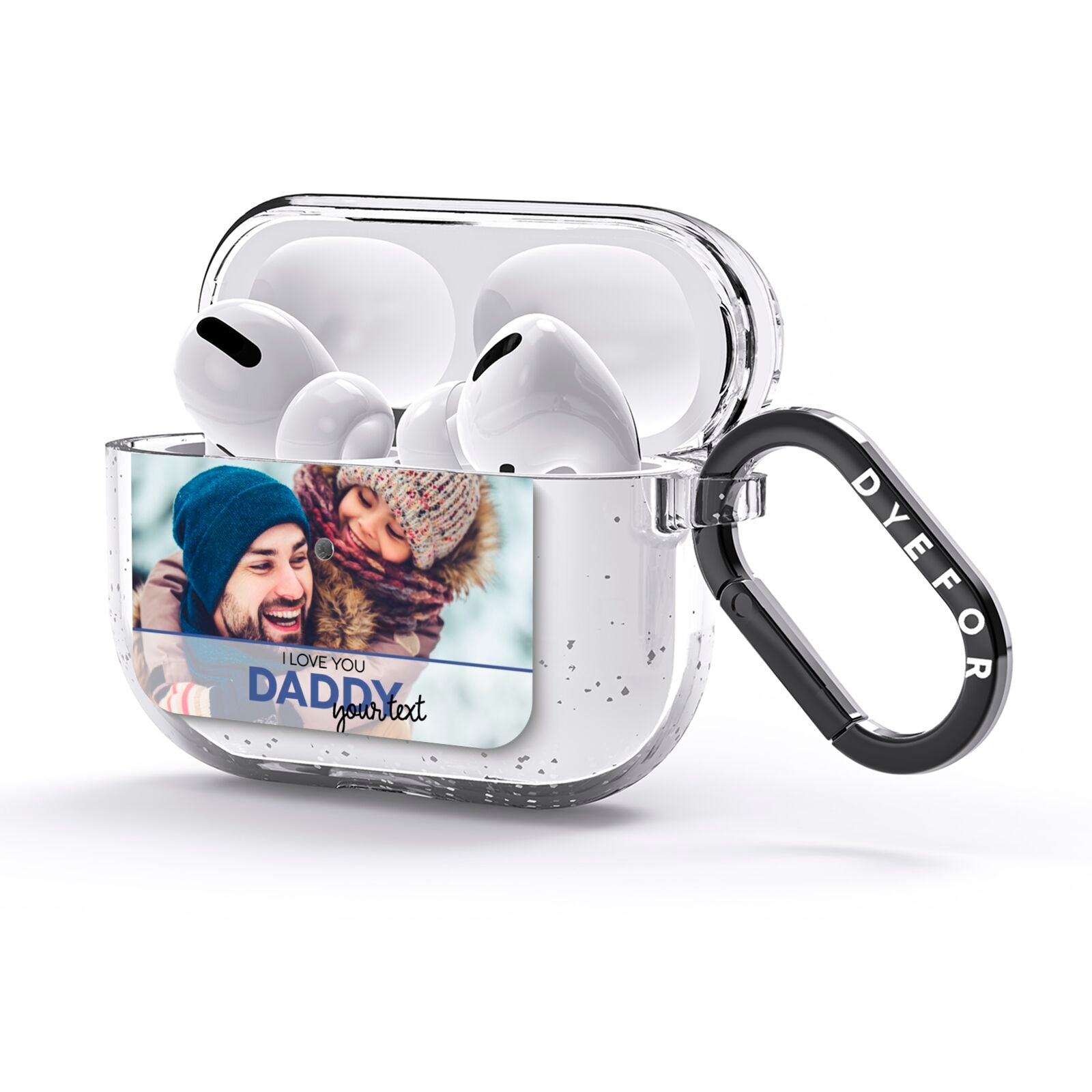 I Love You Daddy Personalised Photo Upload and Name AirPods Glitter Case 3rd Gen Side Image