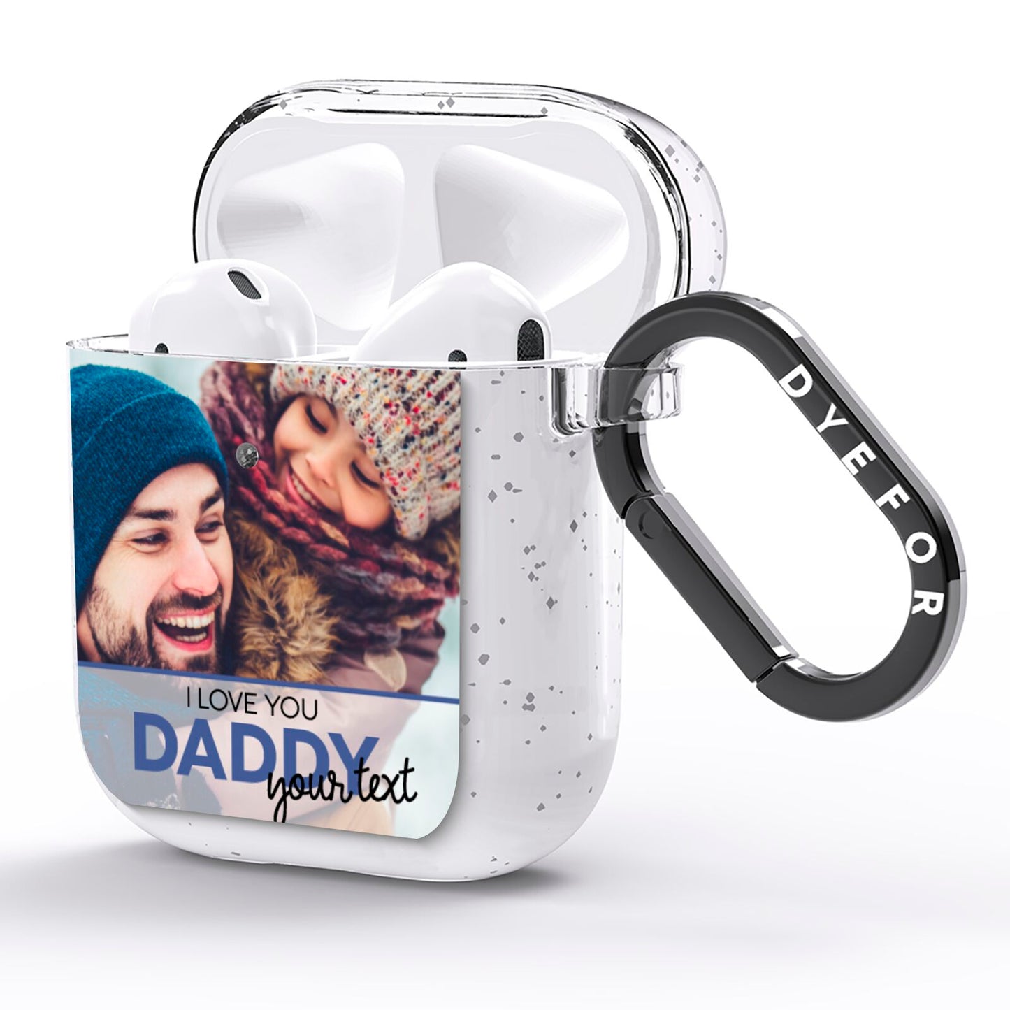 I Love You Daddy Personalised Photo Upload and Name AirPods Glitter Case Side Image