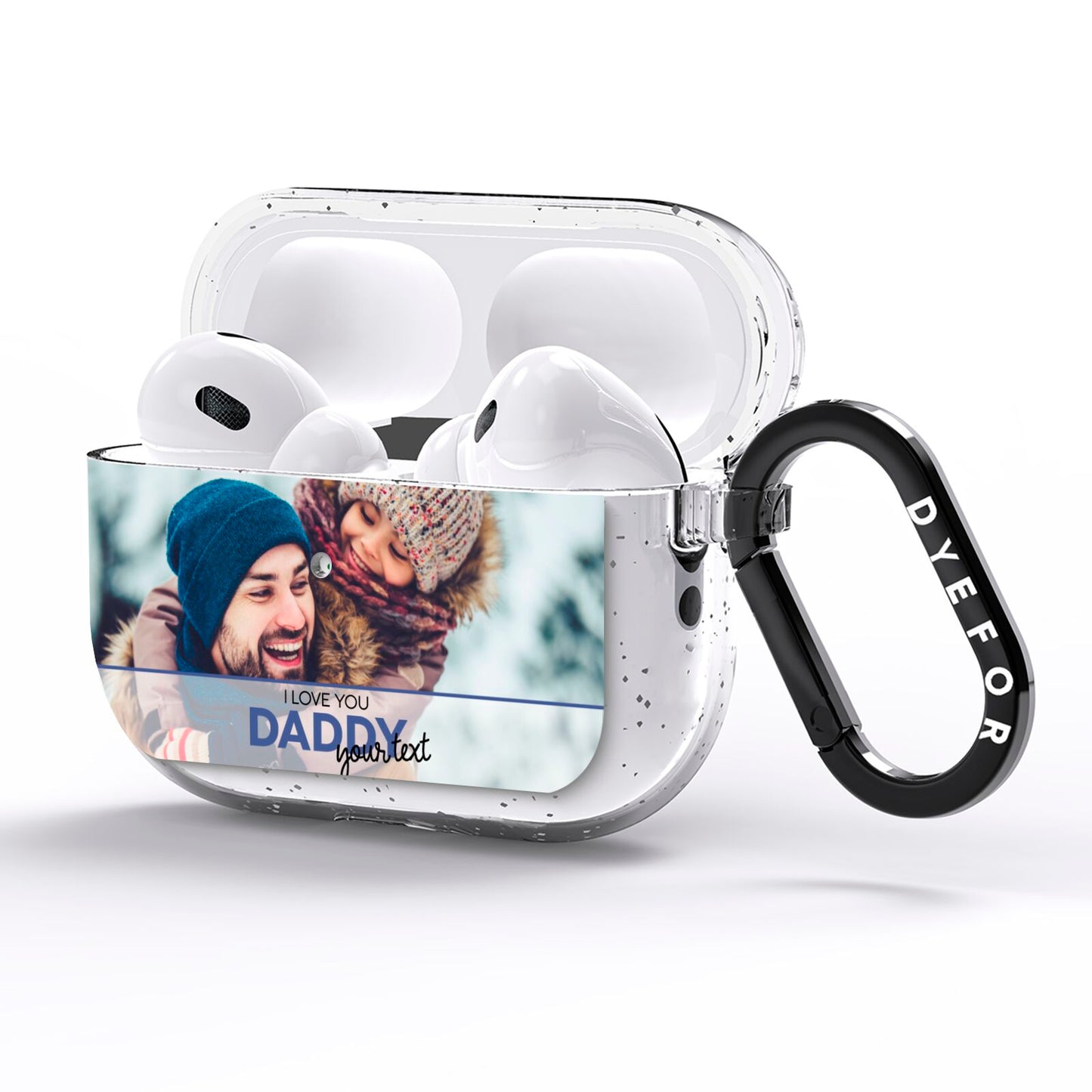 I Love You Daddy Personalised Photo Upload and Name AirPods Pro Glitter Case Side Image