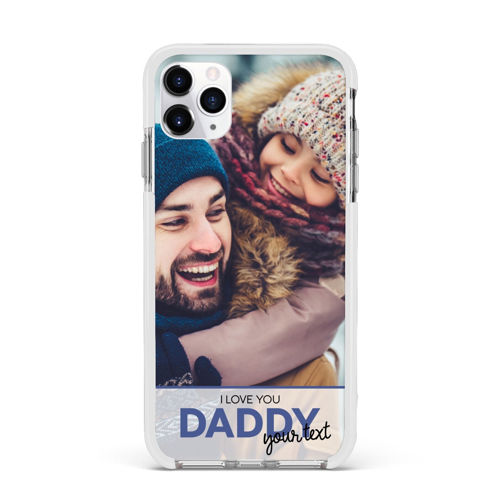I Love You Daddy Personalised Photo Upload and Name Apple iPhone 11 Pro Max in Silver with White Impact Case