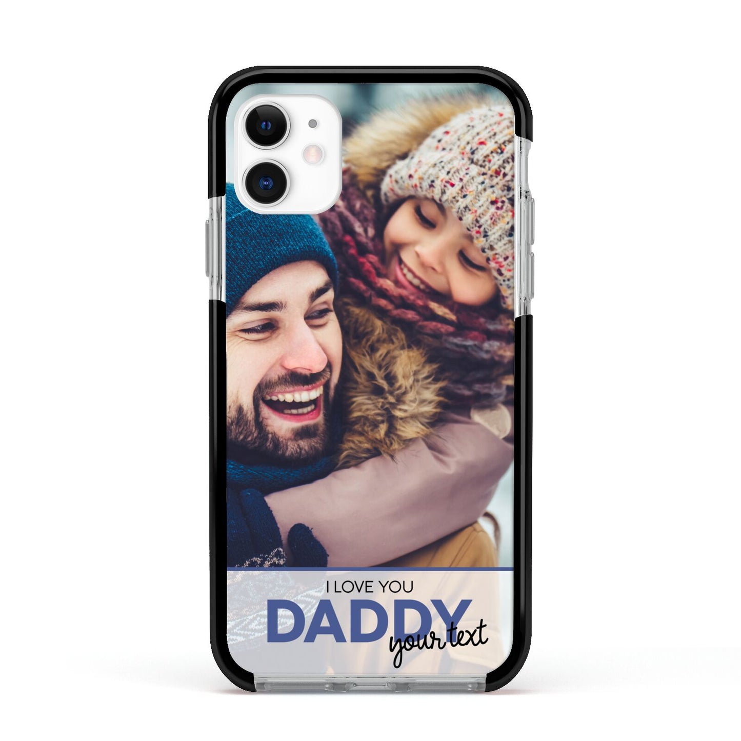 I Love You Daddy Personalised Photo Upload and Name Apple iPhone 11 in White with Black Impact Case