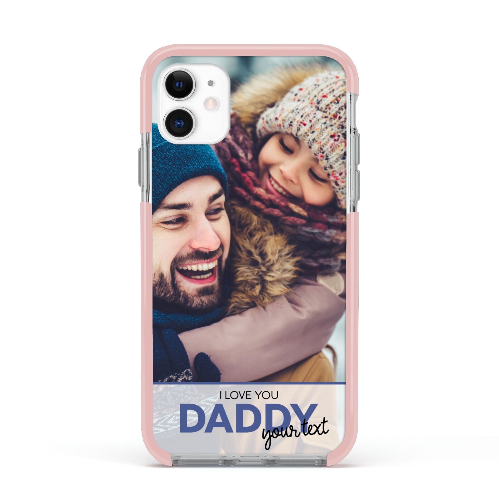 I Love You Daddy Personalised Photo Upload and Name Apple iPhone 11 in White with Pink Impact Case