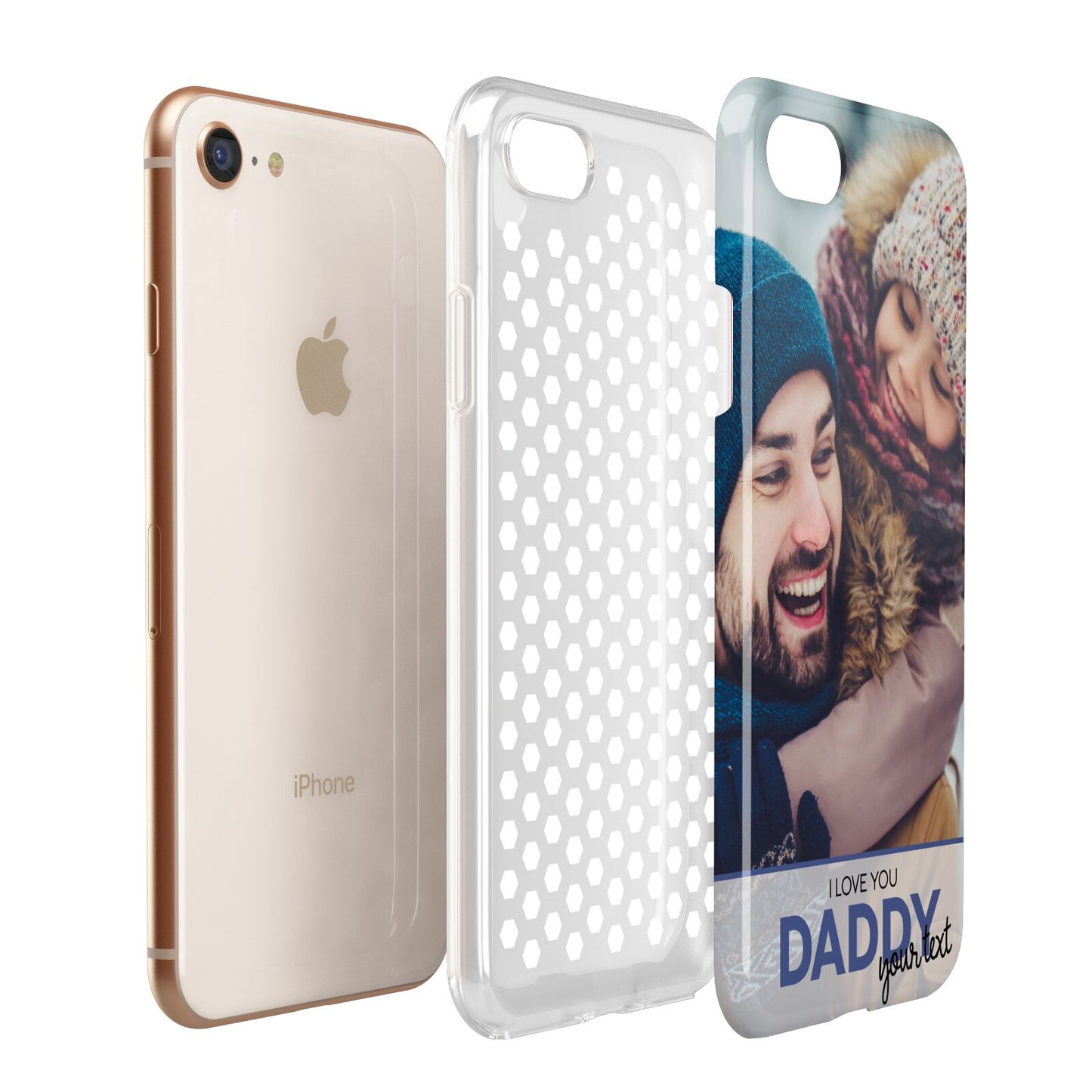 I Love You Daddy Personalised Photo Upload and Name Apple iPhone 7 8 3D Tough Case Expanded View