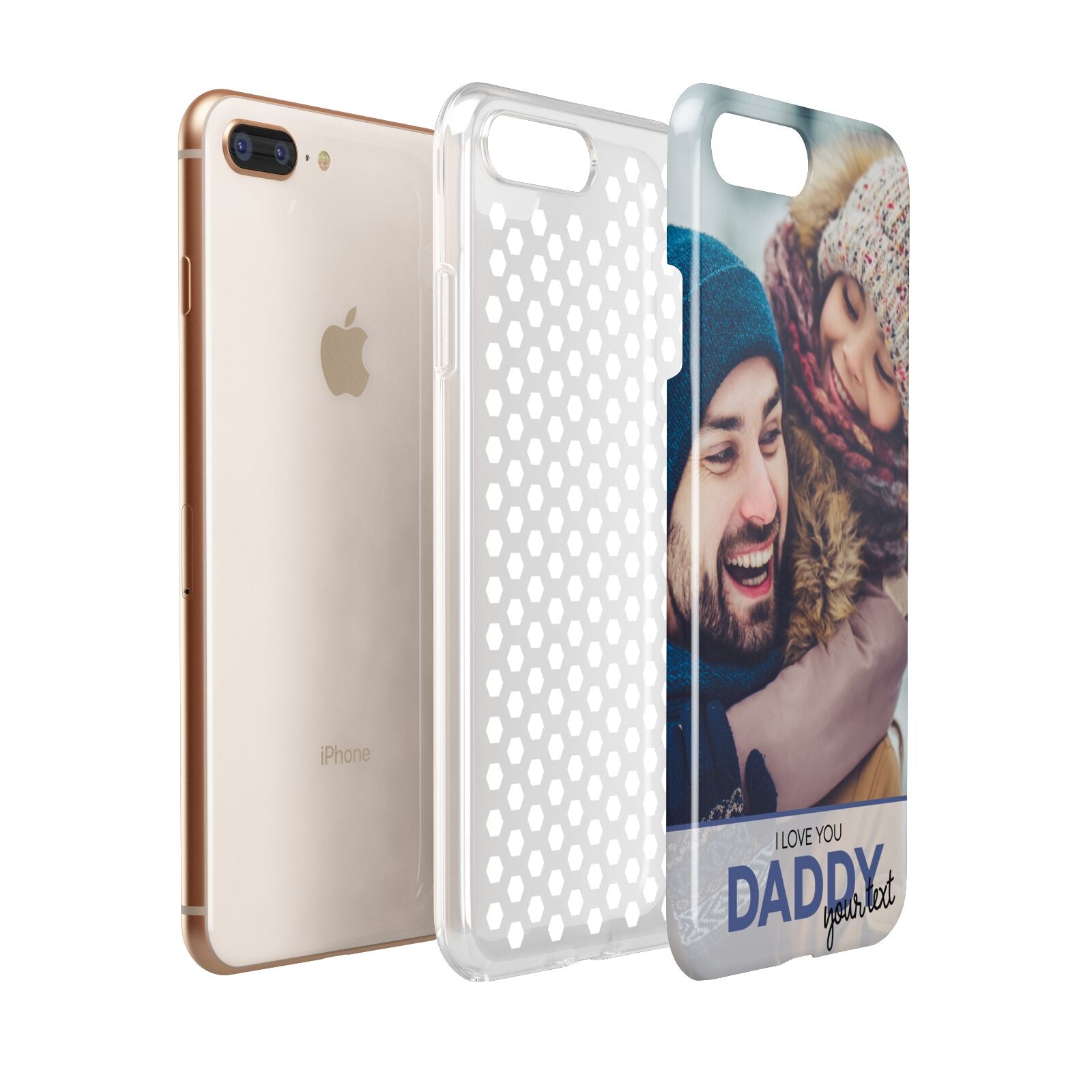 I Love You Daddy Personalised Photo Upload and Name Apple iPhone 7 8 Plus 3D Tough Case Expanded View