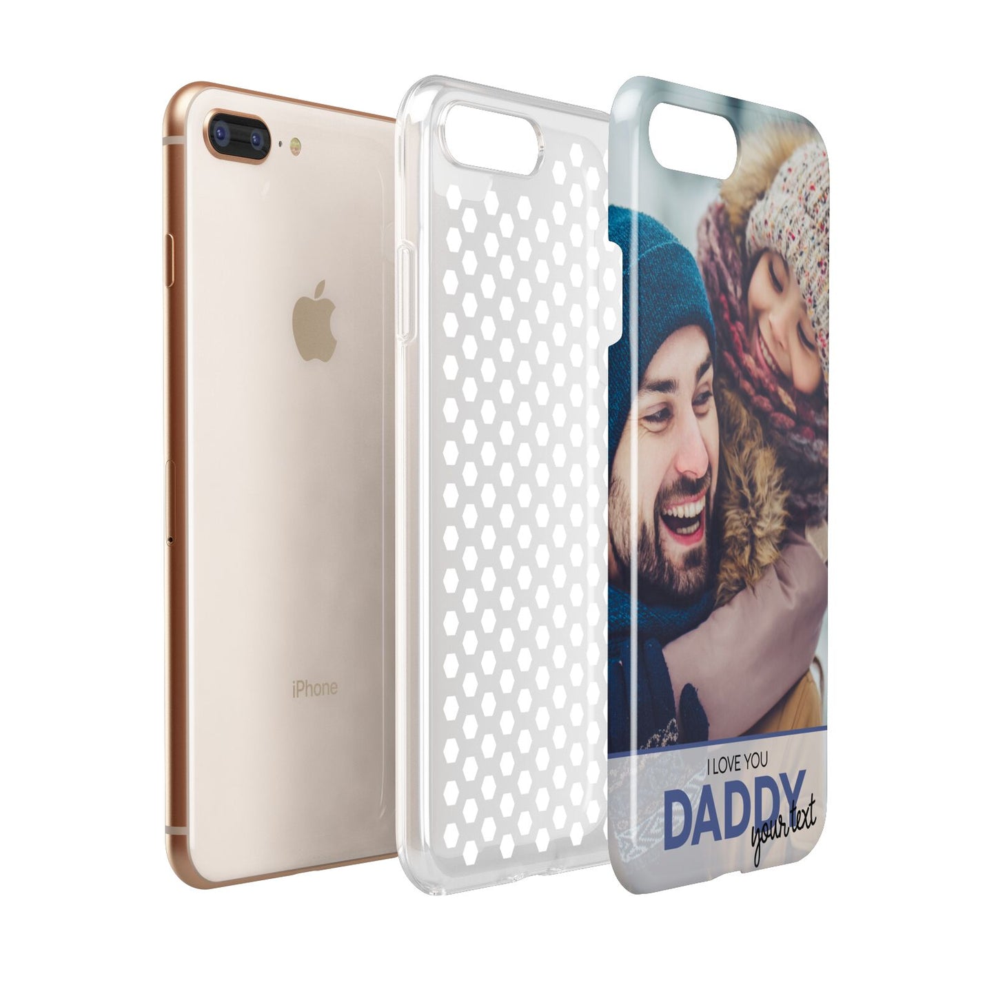 I Love You Daddy Personalised Photo Upload and Name Apple iPhone 7 8 Plus 3D Tough Case Expanded View
