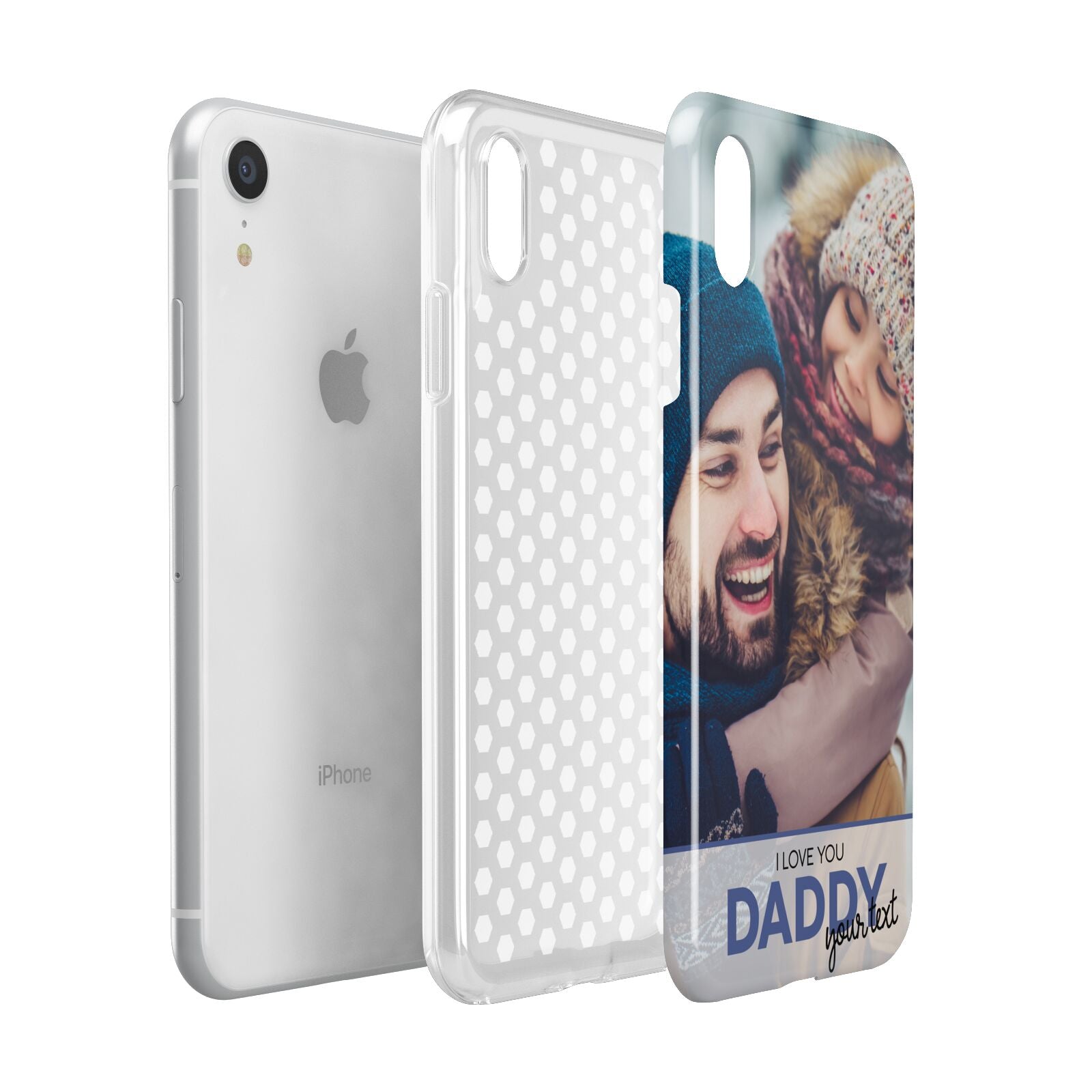 I Love You Daddy Personalised Photo Upload and Name Apple iPhone XR White 3D Tough Case Expanded view