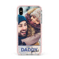 I Love You Daddy Personalised Photo Upload and Name Apple iPhone Xs Max Impact Case Pink Edge on Silver Phone