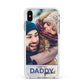 I Love You Daddy Personalised Photo Upload and Name Apple iPhone Xs Max Impact Case White Edge on Silver Phone