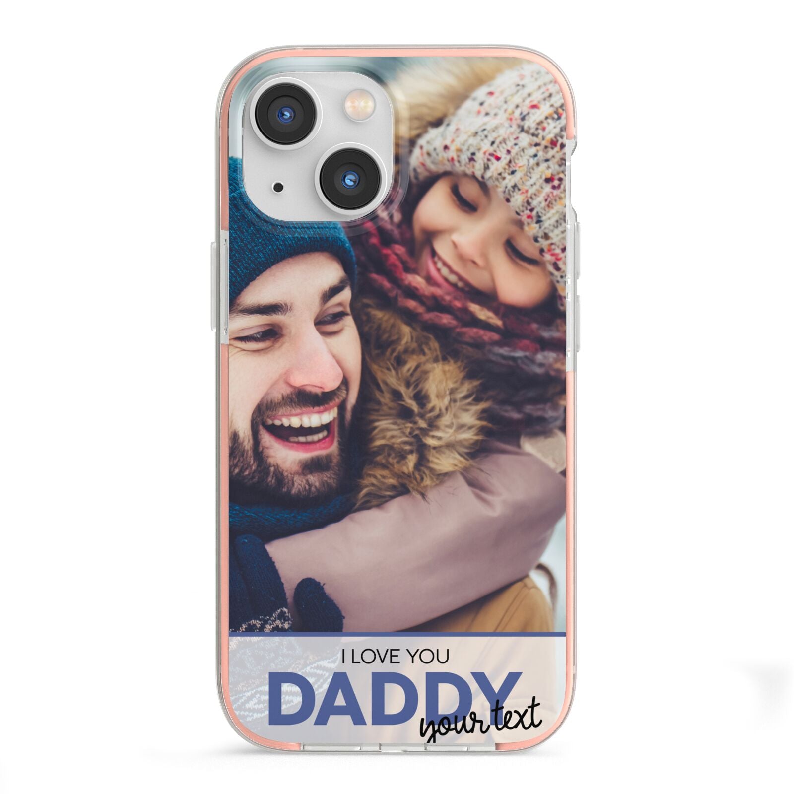 I Love You Daddy Personalised Photo Upload and Name iPhone 13 Mini TPU Impact Case with Pink Edges