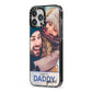 I Love You Daddy Personalised Photo Upload and Name iPhone 13 Pro Max Black Impact Case Side Angle on Silver phone