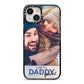 I Love You Daddy Personalised Photo Upload and Name iPhone 14 Black Impact Case on Silver phone