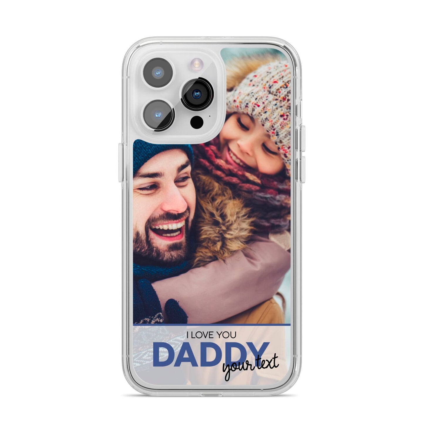 I Love You Daddy Personalised Photo Upload and Name iPhone 14 Pro Max Clear Tough Case Silver