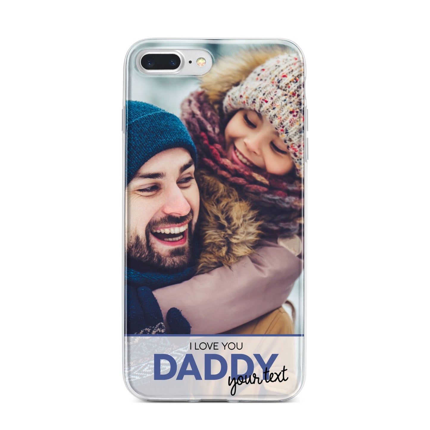 I Love You Daddy Personalised Photo Upload and Name iPhone 7 Plus Bumper Case on Silver iPhone