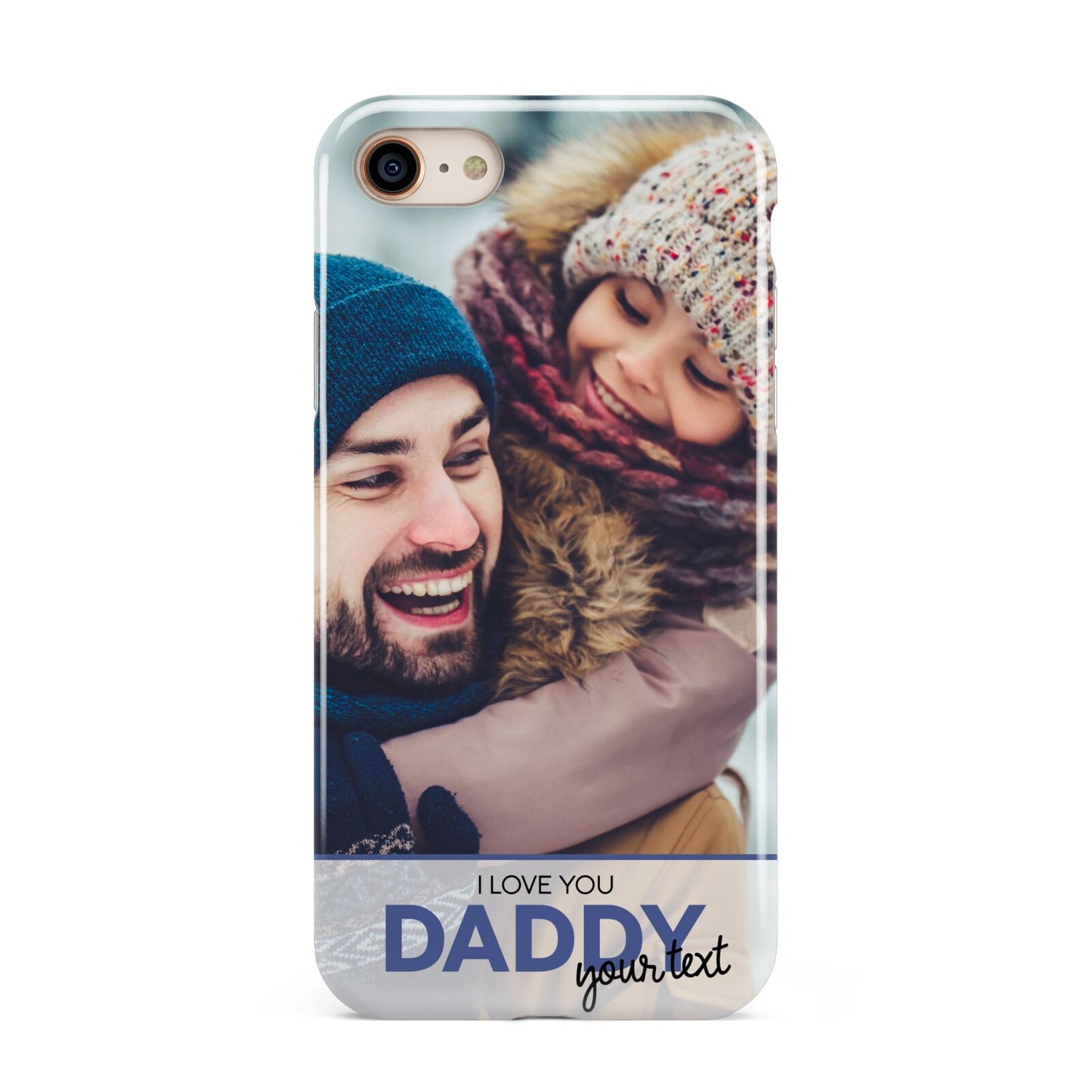 I Love You Daddy Personalised Photo Upload and Name iPhone 8 3D Tough Case on Gold Phone