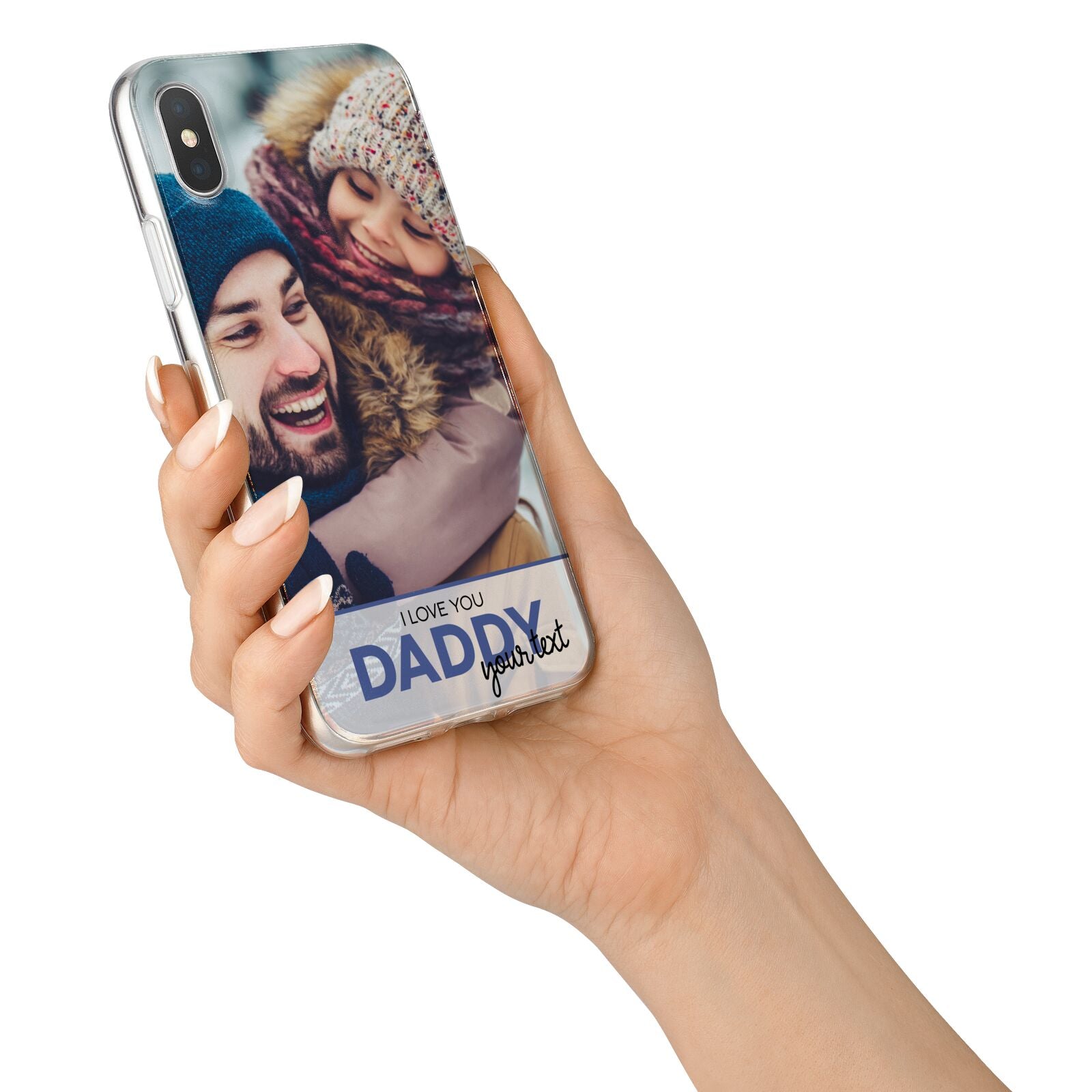 I Love You Daddy Personalised Photo Upload and Name iPhone X Bumper Case on Silver iPhone Alternative Image 2