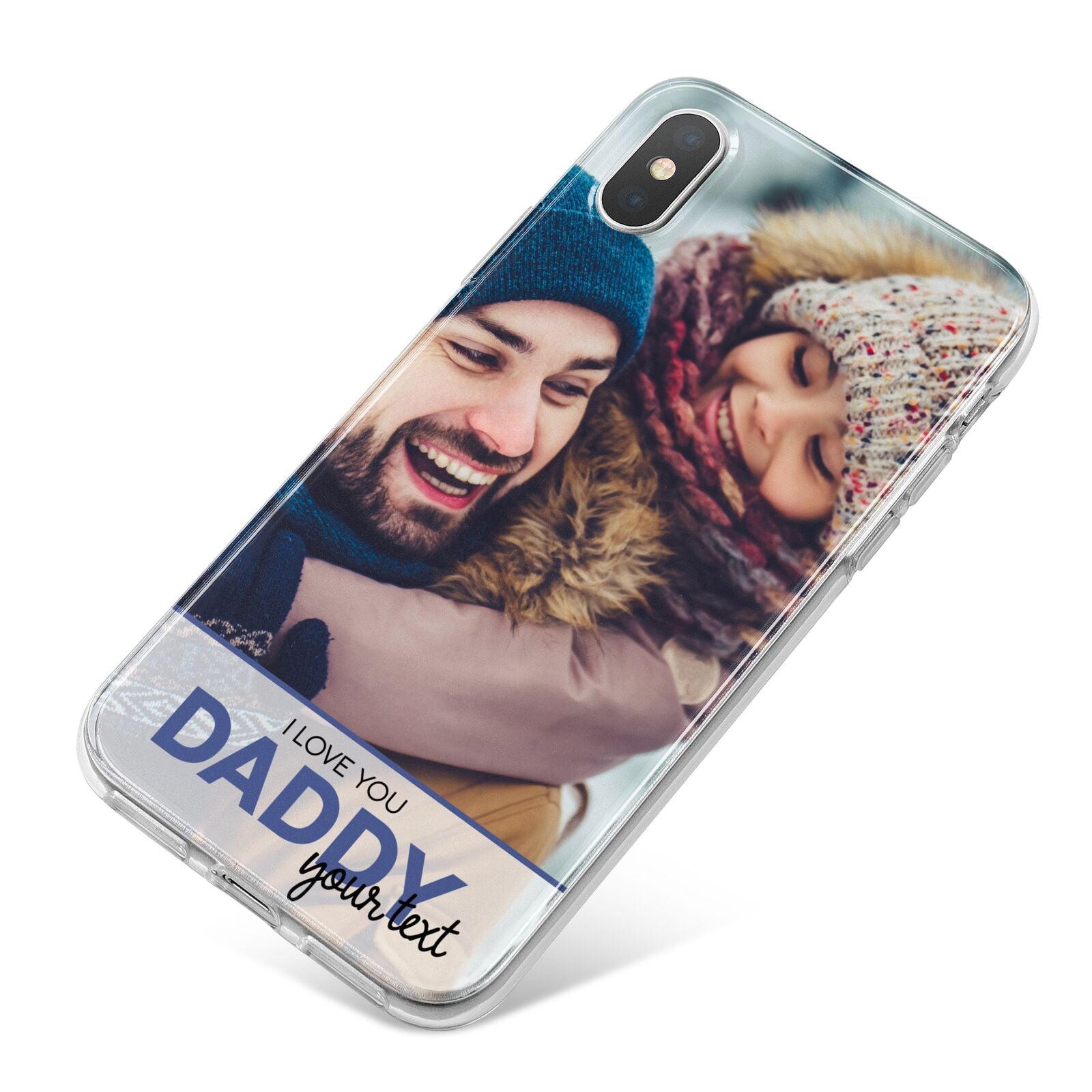 I Love You Daddy Personalised Photo Upload and Name iPhone X Bumper Case on Silver iPhone