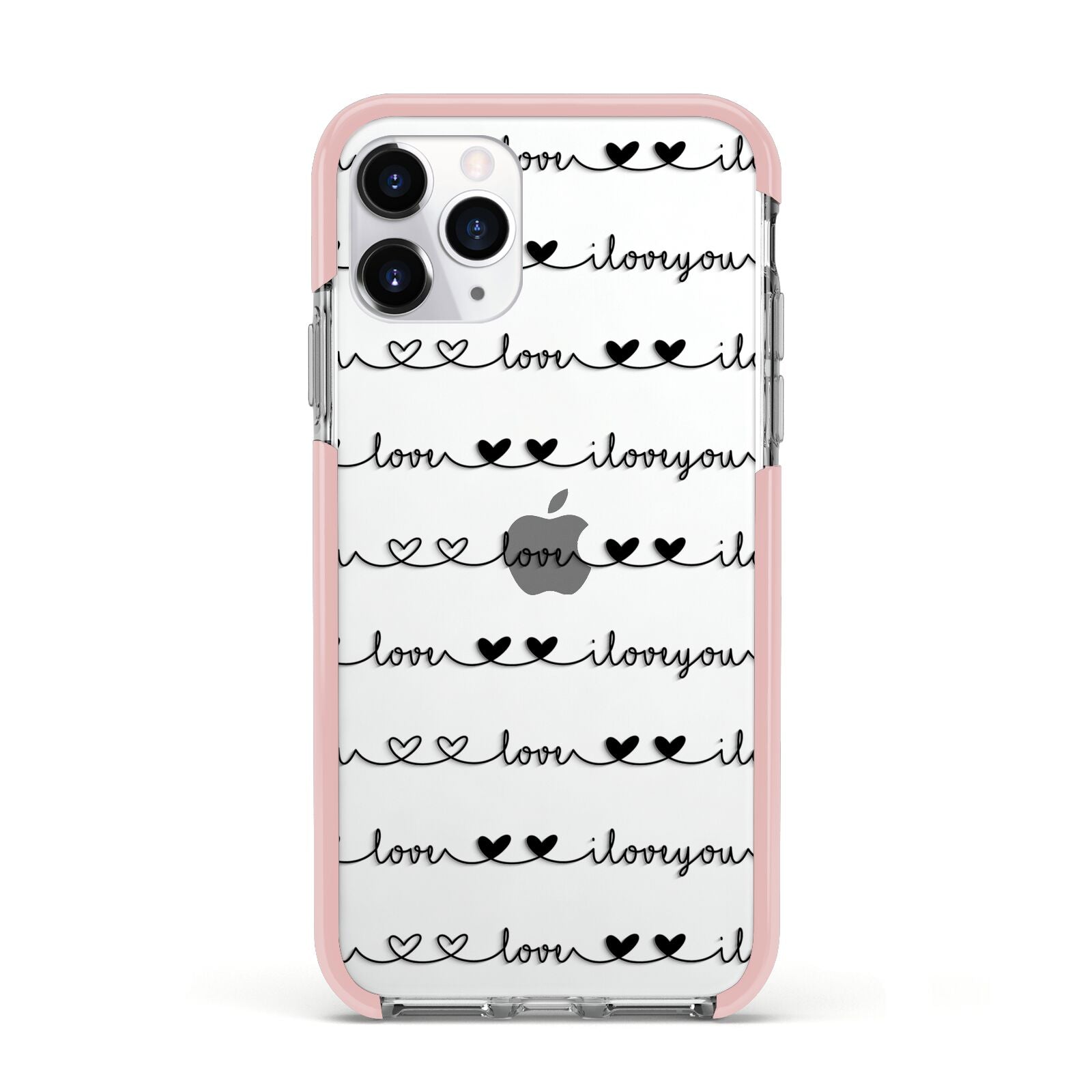 I Love You Repeat Apple iPhone 11 Pro in Silver with Pink Impact Case