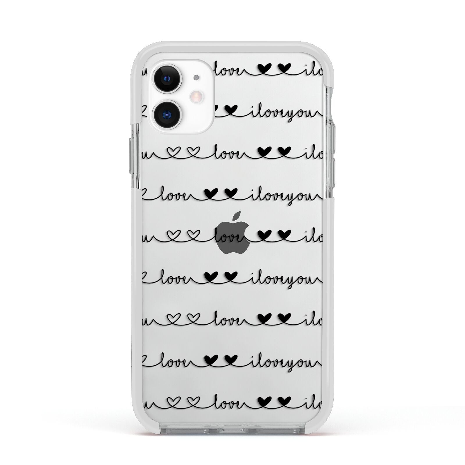 I Love You Repeat Apple iPhone 11 in White with White Impact Case