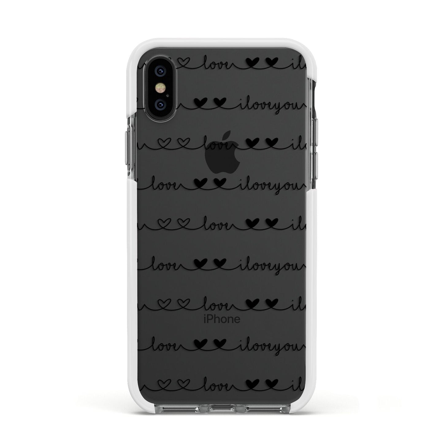 I Love You Repeat Apple iPhone Xs Impact Case White Edge on Black Phone