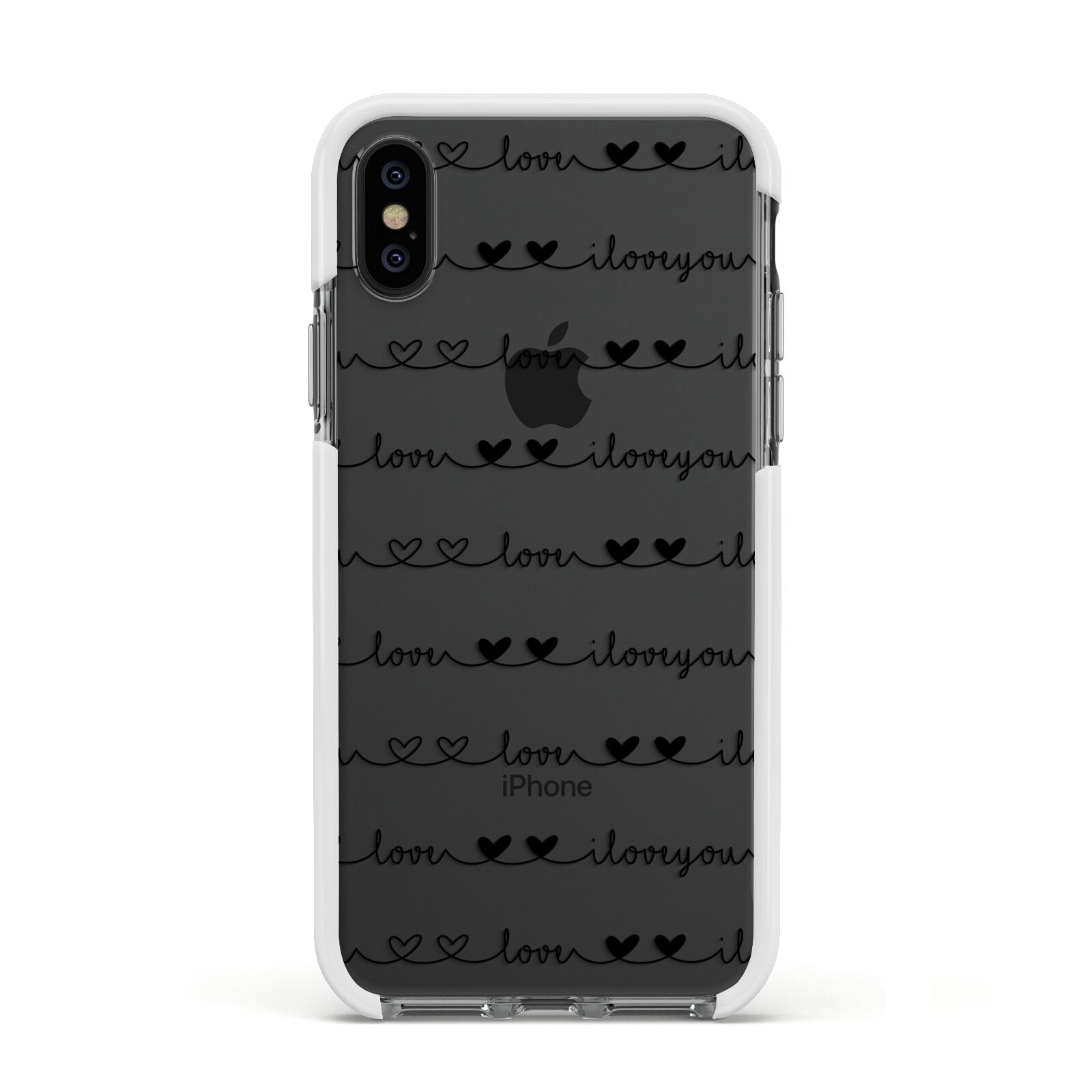 I Love You Repeat Apple iPhone Xs Impact Case White Edge on Black Phone
