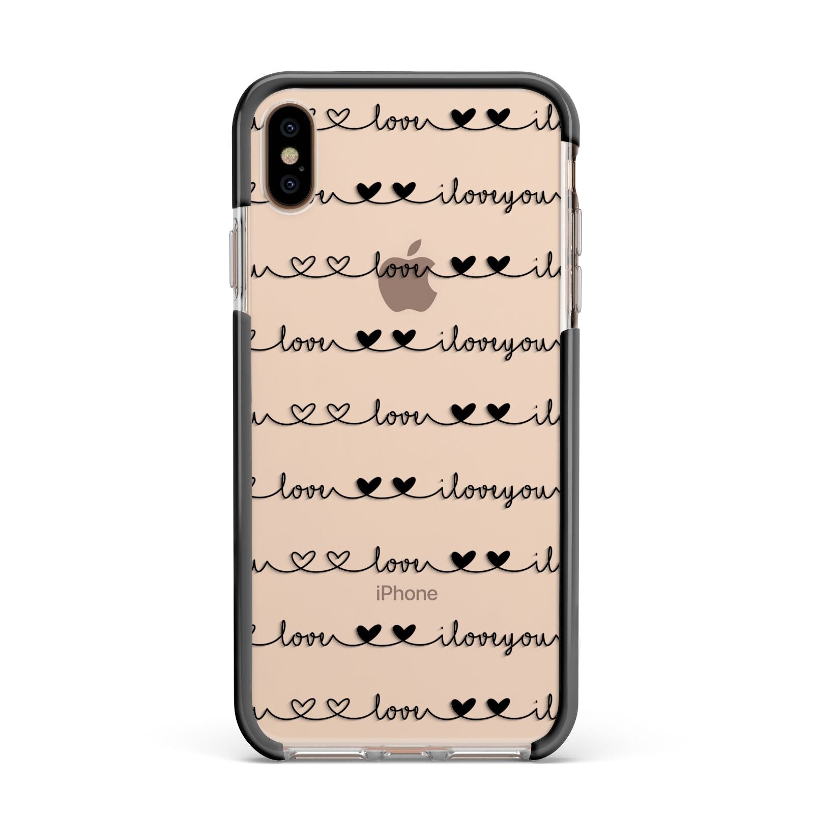 I Love You Repeat Apple iPhone Xs Max Impact Case Black Edge on Gold Phone