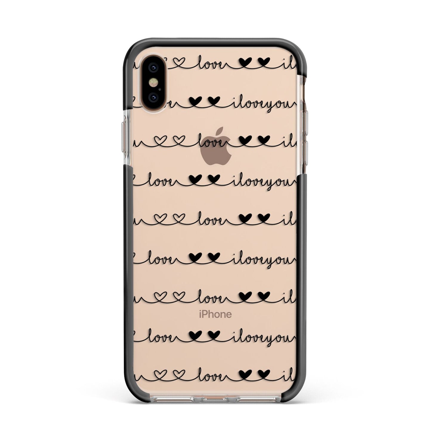 I Love You Repeat Apple iPhone Xs Max Impact Case Black Edge on Gold Phone