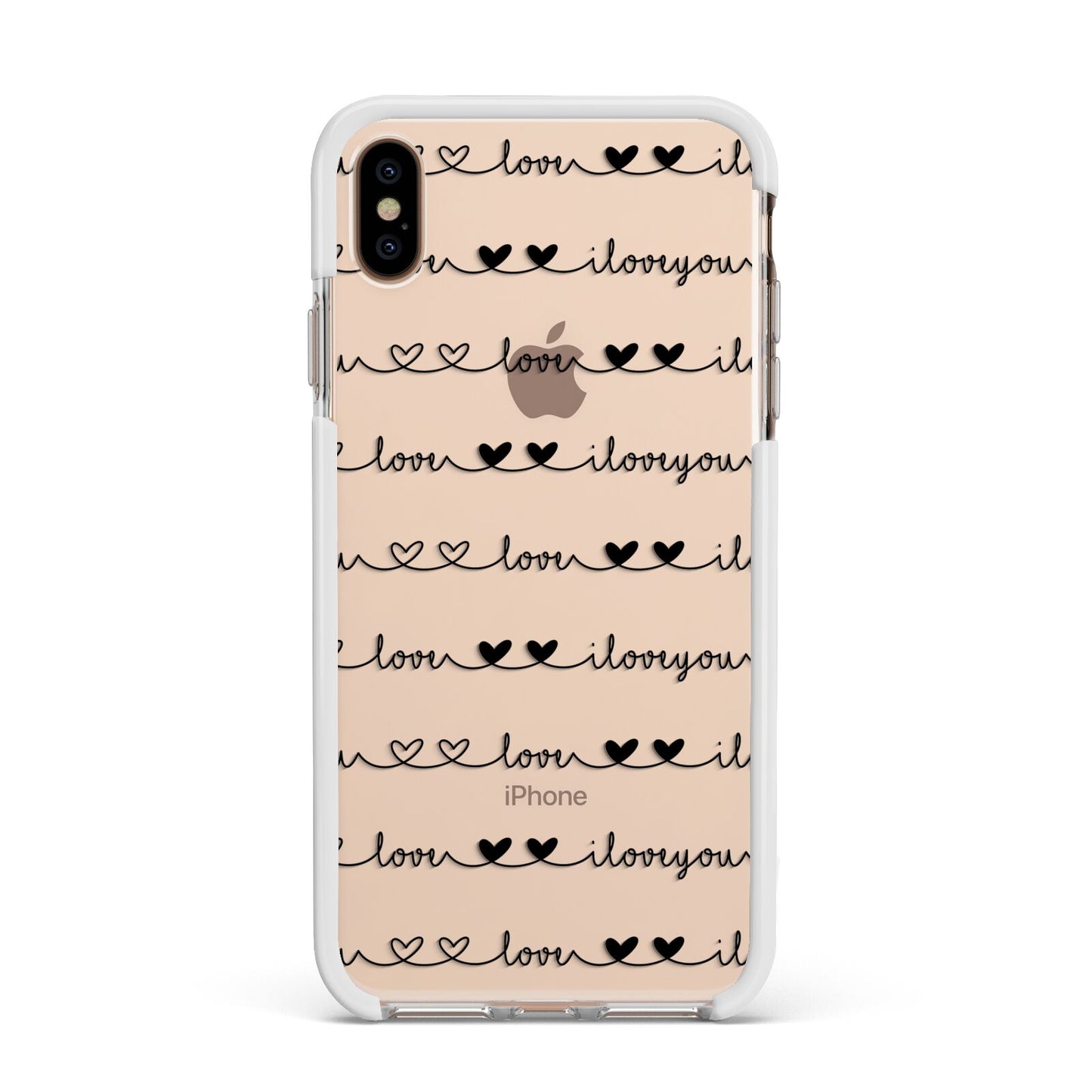 I Love You Repeat Apple iPhone Xs Max Impact Case White Edge on Gold Phone
