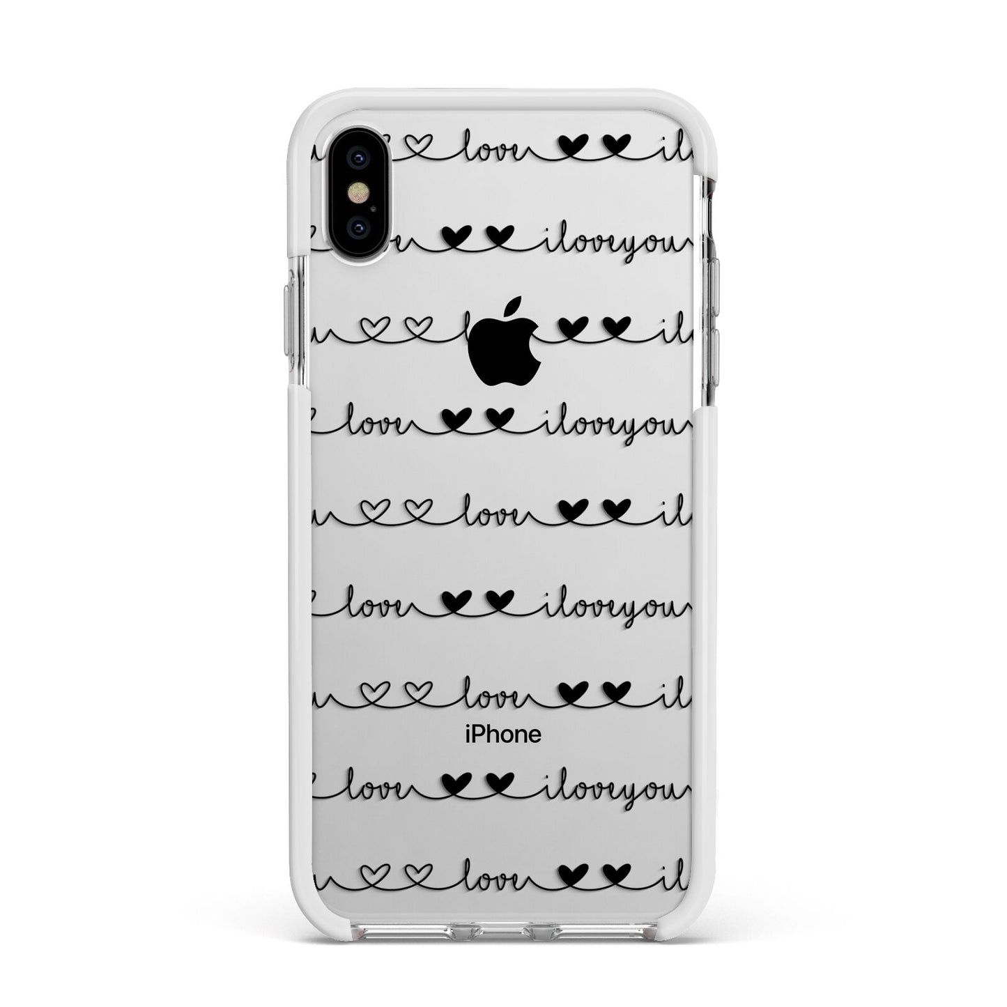 I Love You Repeat Apple iPhone Xs Max Impact Case White Edge on Silver Phone