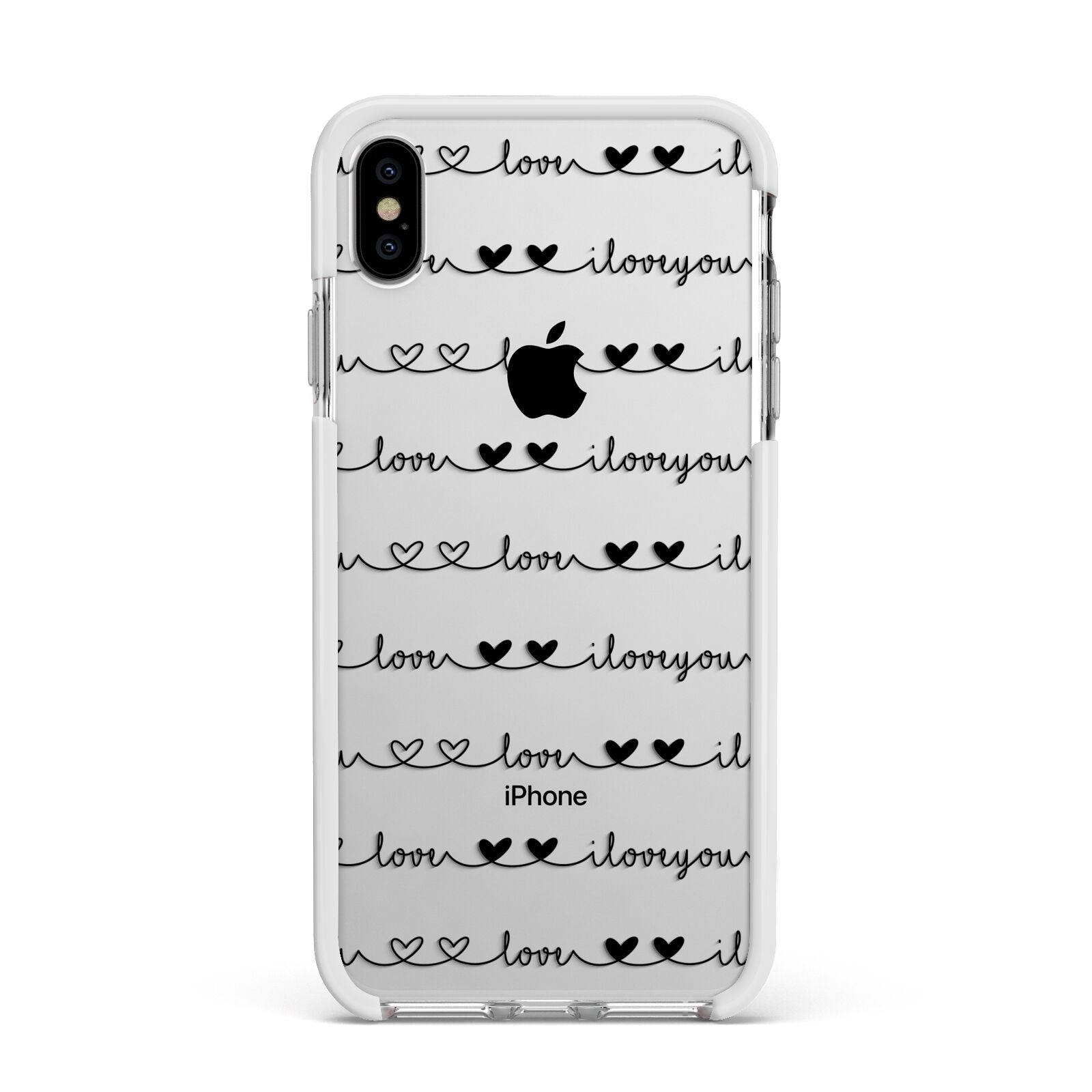I Love You Repeat Apple iPhone Xs Max Impact Case White Edge on Silver Phone