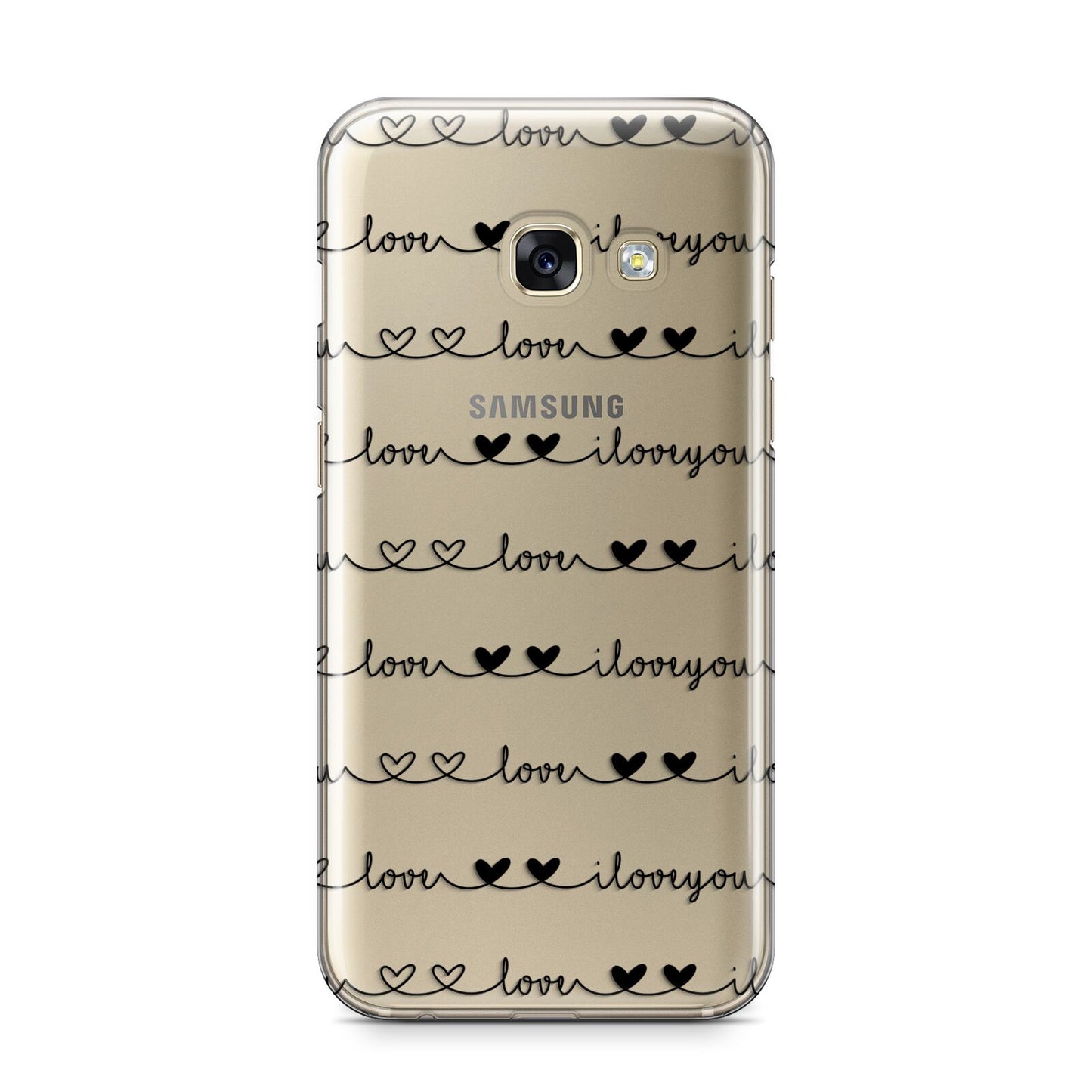 I Love You Repeat Samsung Galaxy A3 2017 Case on gold phone
