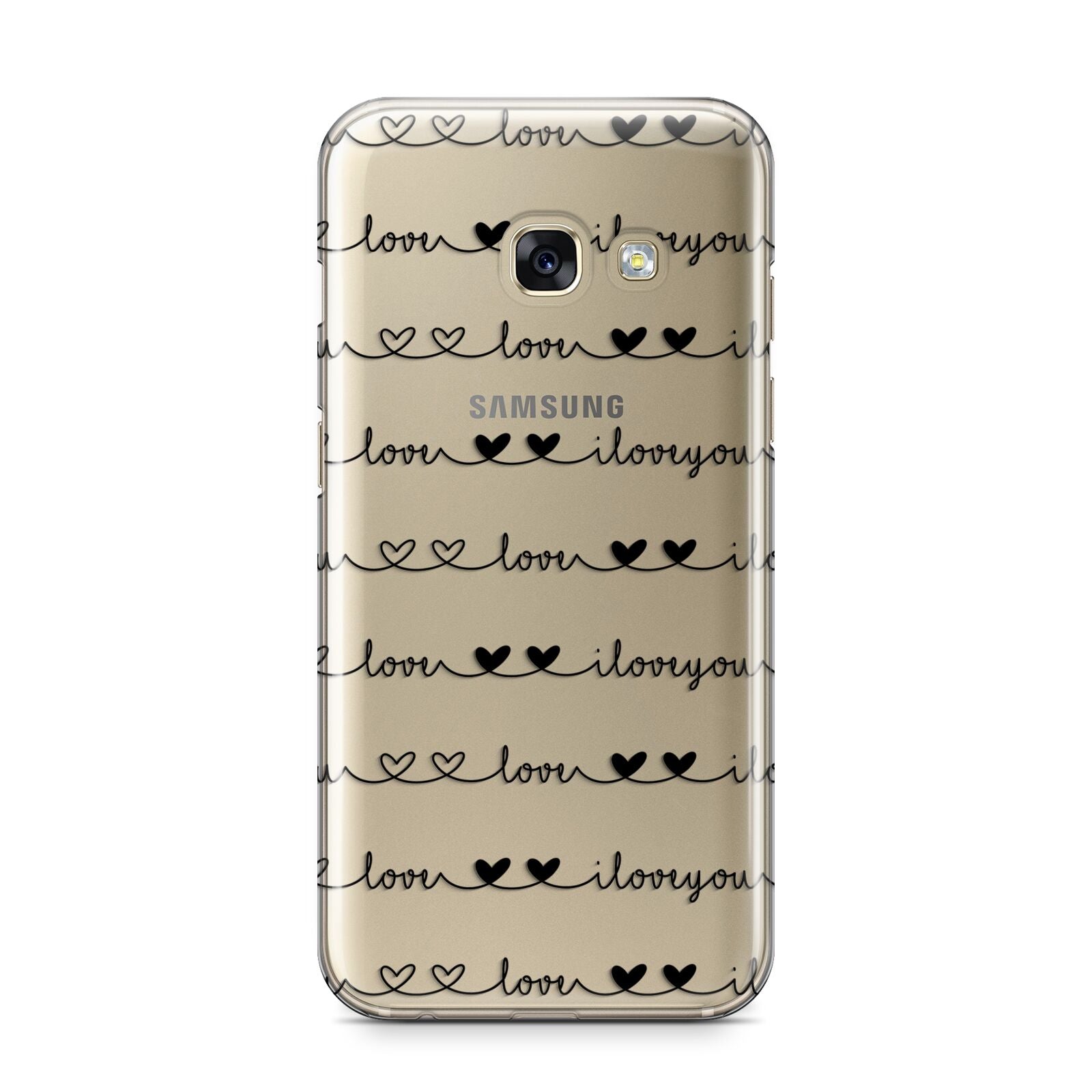 I Love You Repeat Samsung Galaxy A3 2017 Case on gold phone