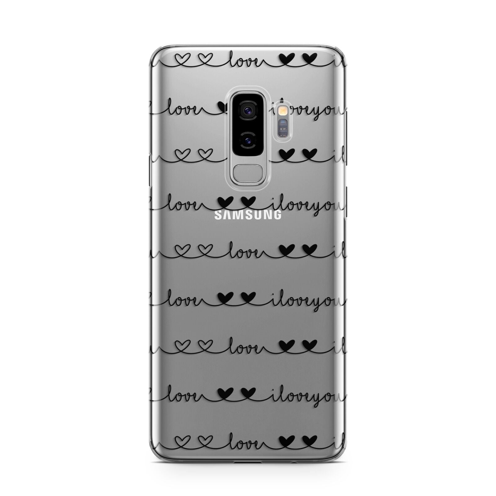 I Love You Repeat Samsung Galaxy S9 Plus Case on Silver phone