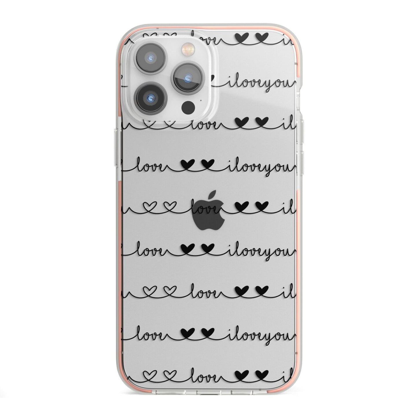 I Love You Repeat iPhone 13 Pro Max TPU Impact Case with Pink Edges