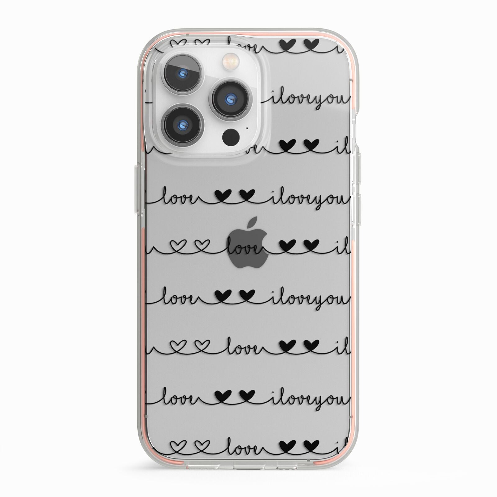 I Love You Repeat iPhone 13 Pro TPU Impact Case with Pink Edges