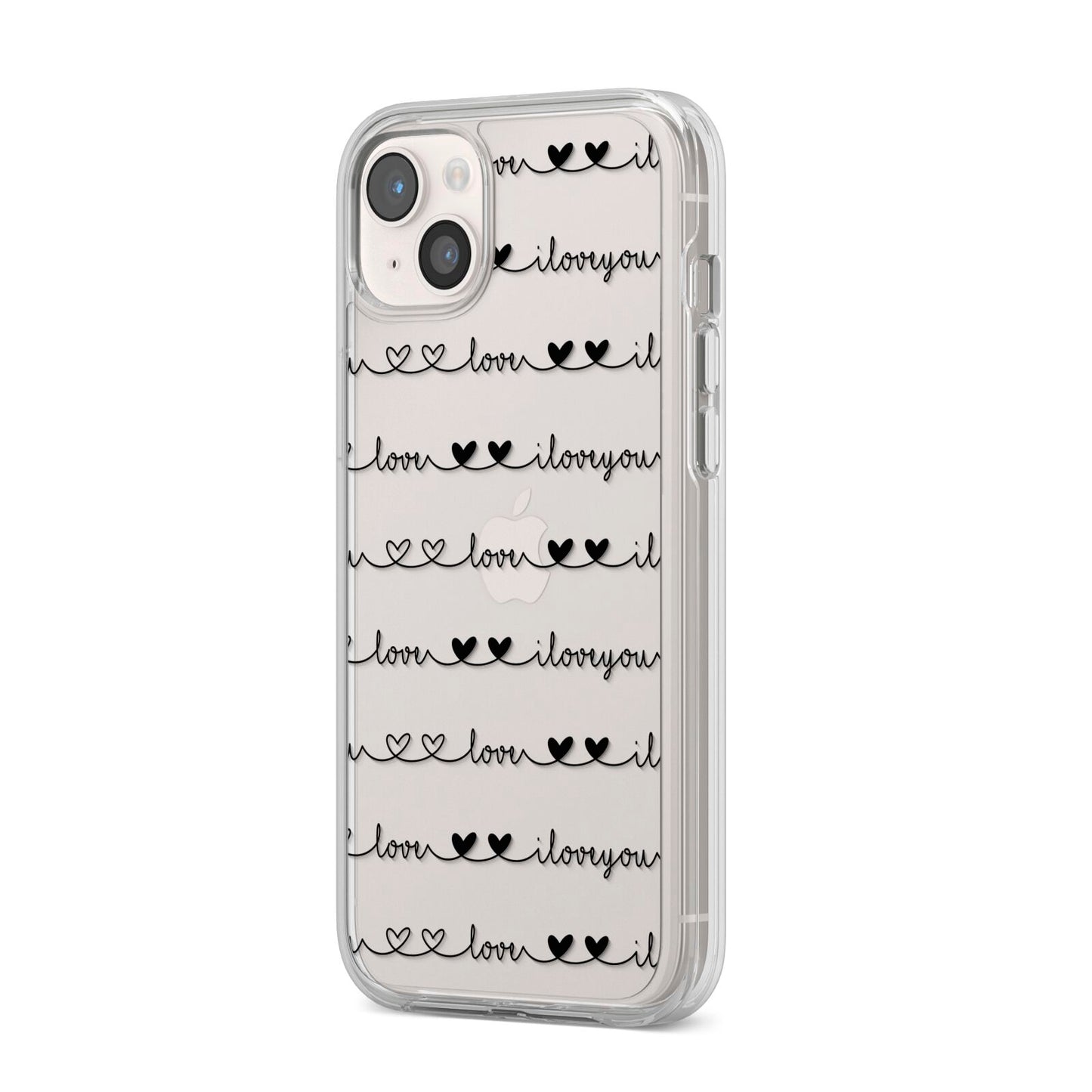 I Love You Repeat iPhone 14 Plus Clear Tough Case Starlight Angled Image