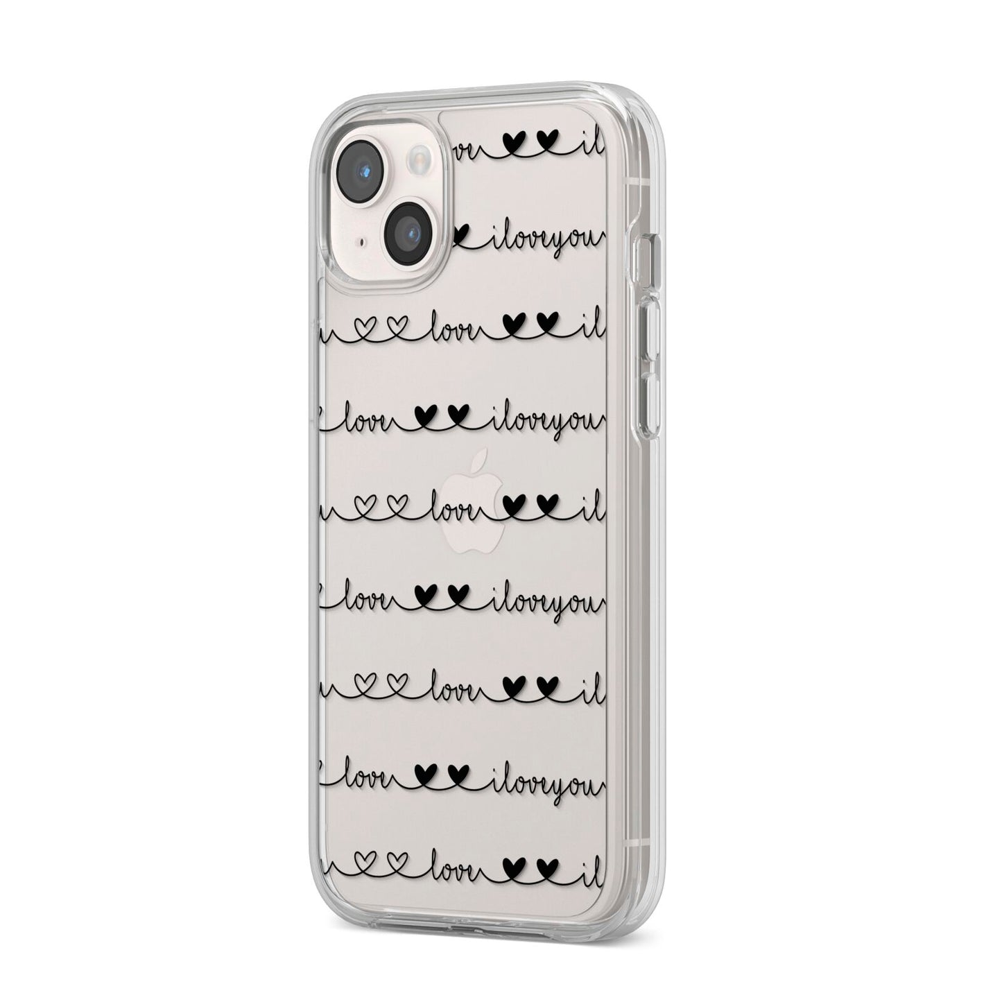 I Love You Repeat iPhone 14 Plus Clear Tough Case Starlight Angled Image