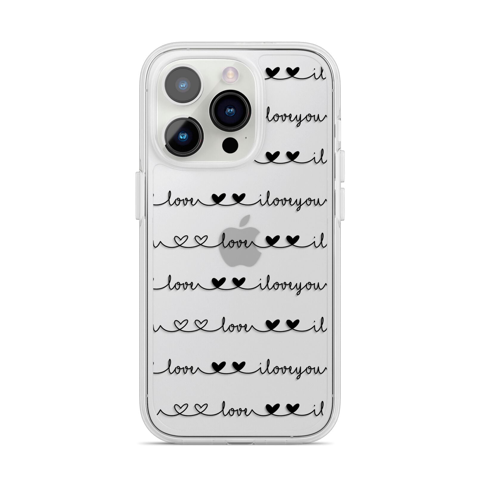I Love You Repeat iPhone 14 Pro Clear Tough Case Silver