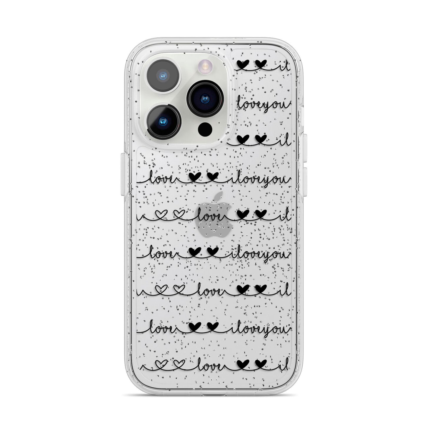 I Love You Repeat iPhone 14 Pro Glitter Tough Case Silver