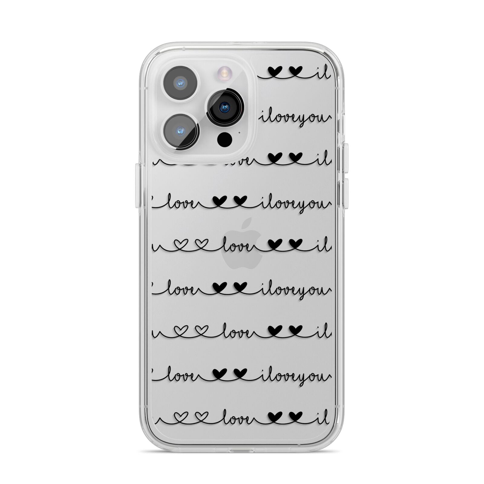 I Love You Repeat iPhone 14 Pro Max Clear Tough Case Silver