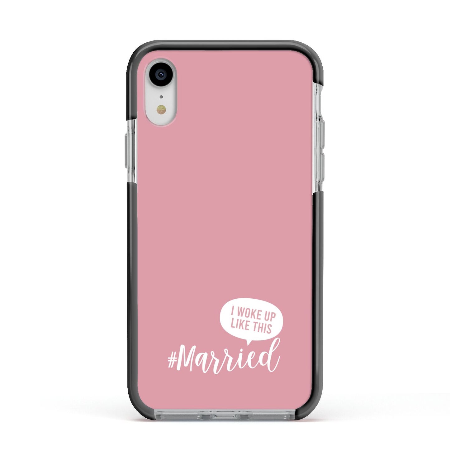 I Woke Up Like This Married Apple iPhone XR Impact Case Black Edge on Silver Phone