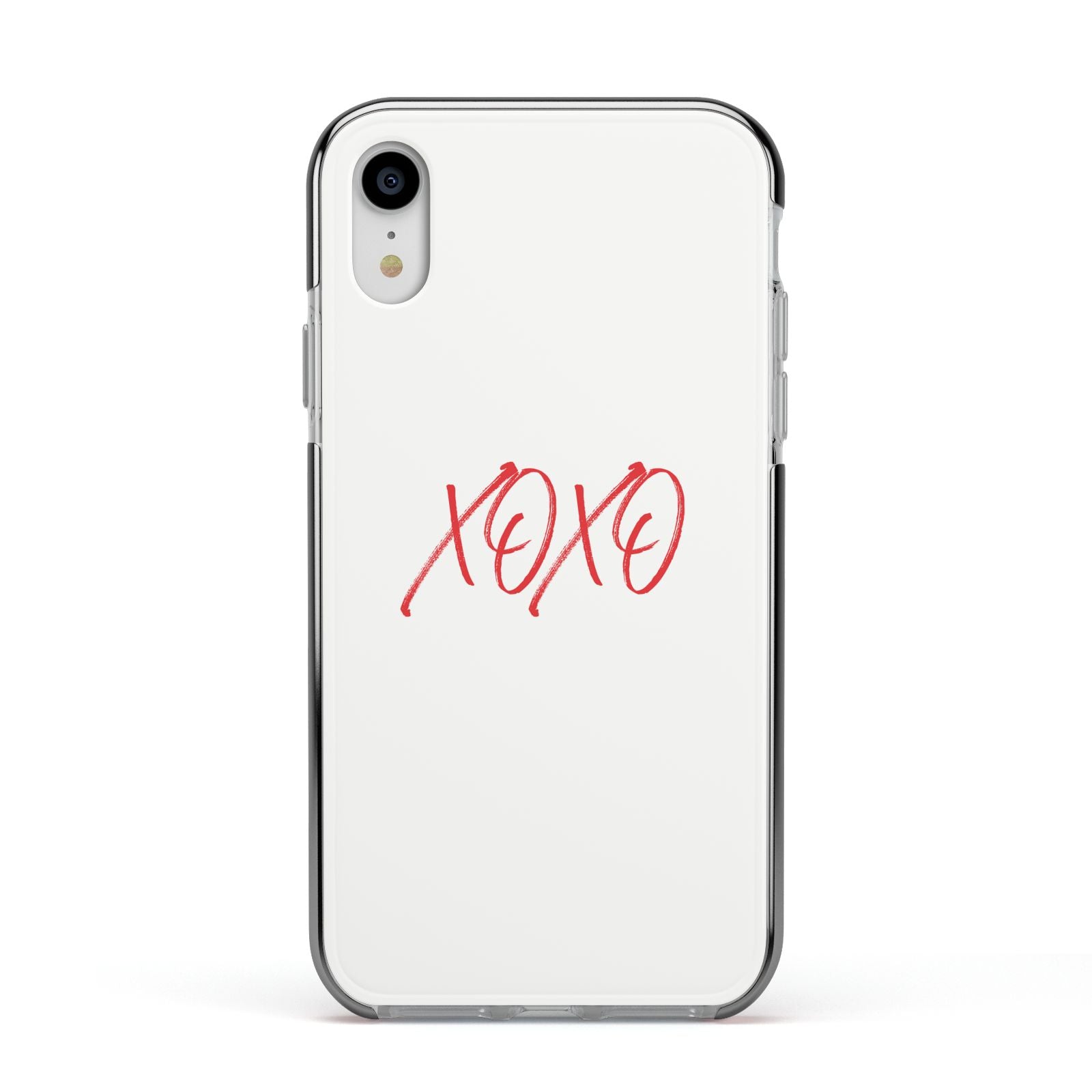 I love you like xo Apple iPhone XR Impact Case Black Edge on Silver Phone