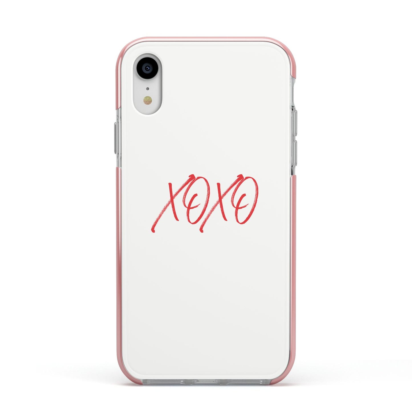 I love you like xo Apple iPhone XR Impact Case Pink Edge on Silver Phone