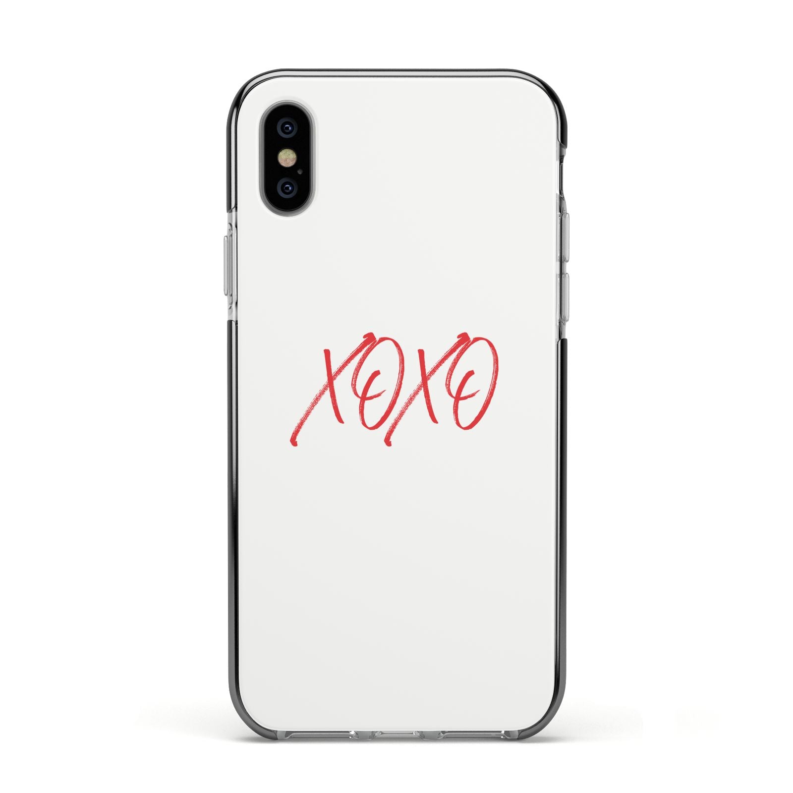 I love you like xo Apple iPhone Xs Impact Case Black Edge on Silver Phone