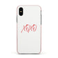I love you like xo Apple iPhone Xs Impact Case Pink Edge on Black Phone