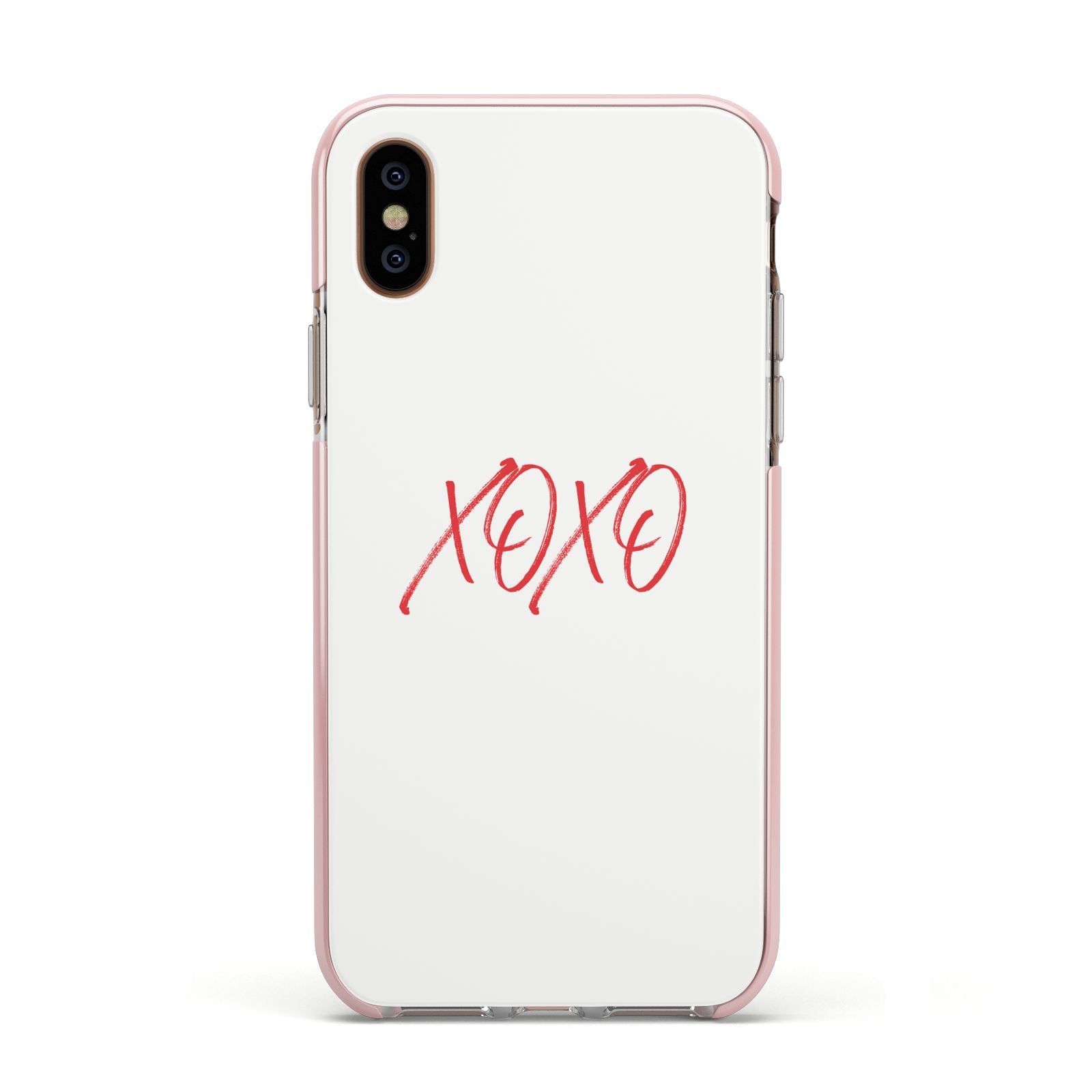 I love you like xo Apple iPhone Xs Impact Case Pink Edge on Gold Phone